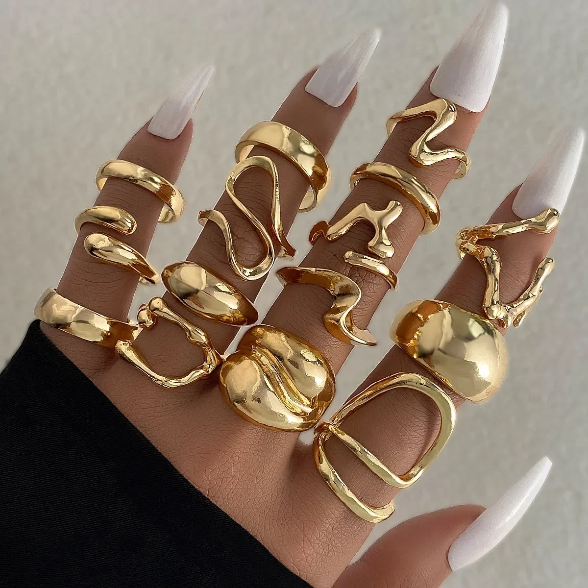 15Pcs/Set Exaggerated Metal Irregular Lines Water Droplet Smooth Rings for Women Men Punk Retro Boho Fashion Jewelry Gift
15Pcs/Set Exaggerated Metal Irregular Lines Water Droplet Smooth Rings for Women Men Punk Retro Boho Fashion Jewelry Gift