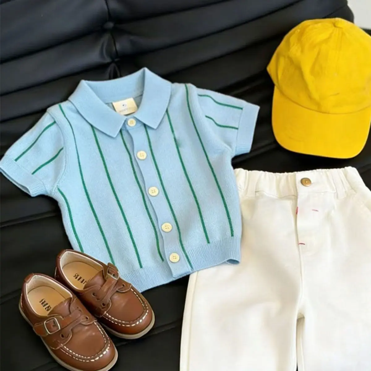 Boys' Summer Set Fashion New Children's Striped Polo Knitted Short Sleeve T-shirt+Straight Leg Pants 2-piece Set
Boys' Summer Set Fashion New Children's Striped Polo Knitted Short Sleeve T-shirt+Straight Leg Pants 2-piece Set