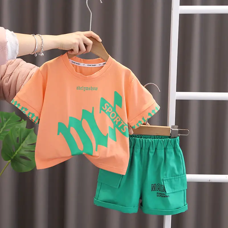 New Suit Summer Children Boys Girls Clothes Sets Kids Cotton Letter Short Sleeves T-Shirt 2PCS/set Toddler Child Clothing 5 Ages
New Suit Summer Children Boys Girls Clothes Sets Kids Cotton Letter Short Sleeves T-Shirt 2PCS/set Toddler Child Clothing 5 Ages