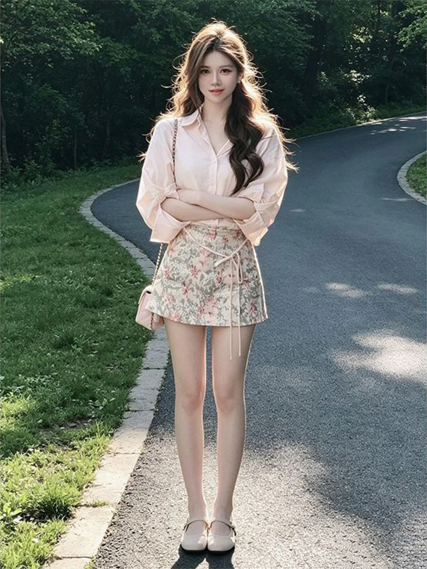 Summer Beautiful Floral Print Half-length Skirt And Long-sleeve Shirt Women's Korean Style Two-piece Set Lightweight Casual Wear
Summer Beautiful Floral Print Half-length Skirt And Long-sleeve Shirt Women's Korean Style Two-piece Set Lightweight Casual Wear
