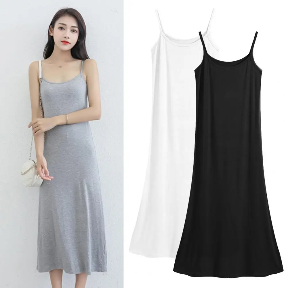 Summer Skeeveless Slip Dress Women Loose Solid Color Stretch Backless Sundress Round Neck A-line Inner Wear Midi Dress
Summer Skeeveless Slip Dress Women Loose Solid Color Stretch Backless Sundress Round Neck A-line Inner Wear Midi Dress