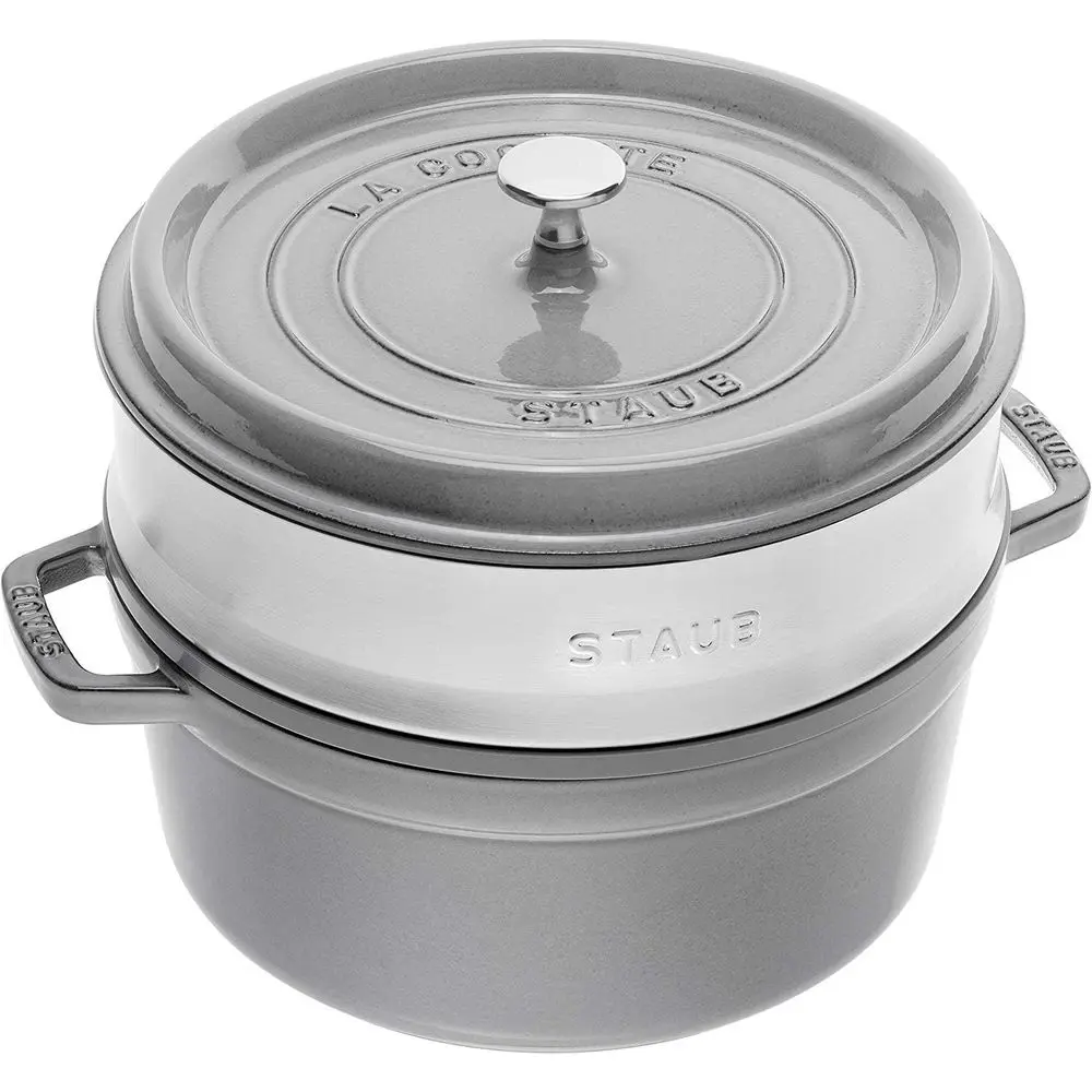 10.2 Large Gray Steamer Set, Enamel Pot, Induction Ready
10.2 Large Gray Steamer Set, Enamel Pot, Induction Ready
