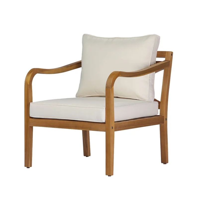 Teak Finish Acacia Wood Club Chair with Beige Cushion, 24" Deep Seat for Porch, Garden, Backyard, Balcony
Teak Finish Acacia Wood Club Chair with Beige Cushion, 24" Deep Seat for Porch, Garden, Backyard, Balcony