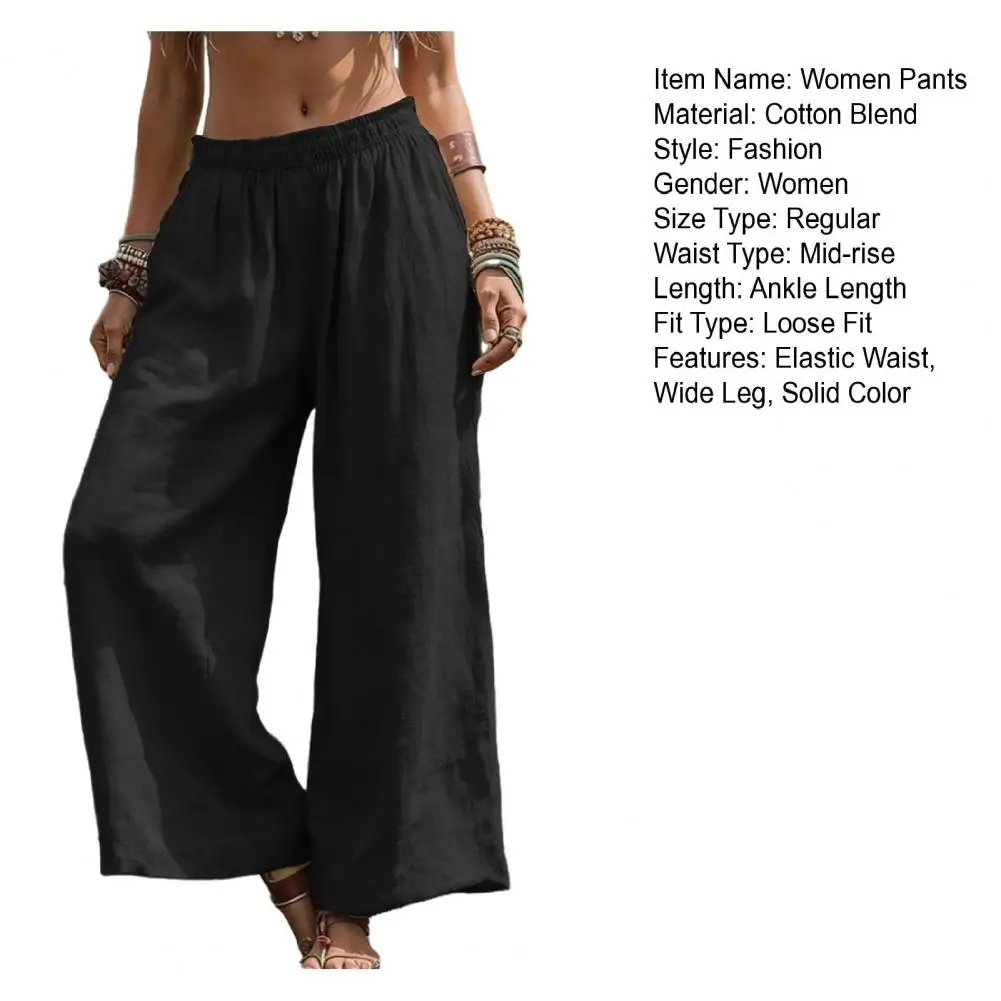 Women High Elastic Waist Pocket Wide Leg Loose Pants Spring Summer Female Casual Full Trousers Solid Color Casual Long Pant Work
Women High Elastic Waist Pocket Wide Leg Loose Pants Spring Summer Female Casual Full Trousers Solid Color Casual Long Pant Work