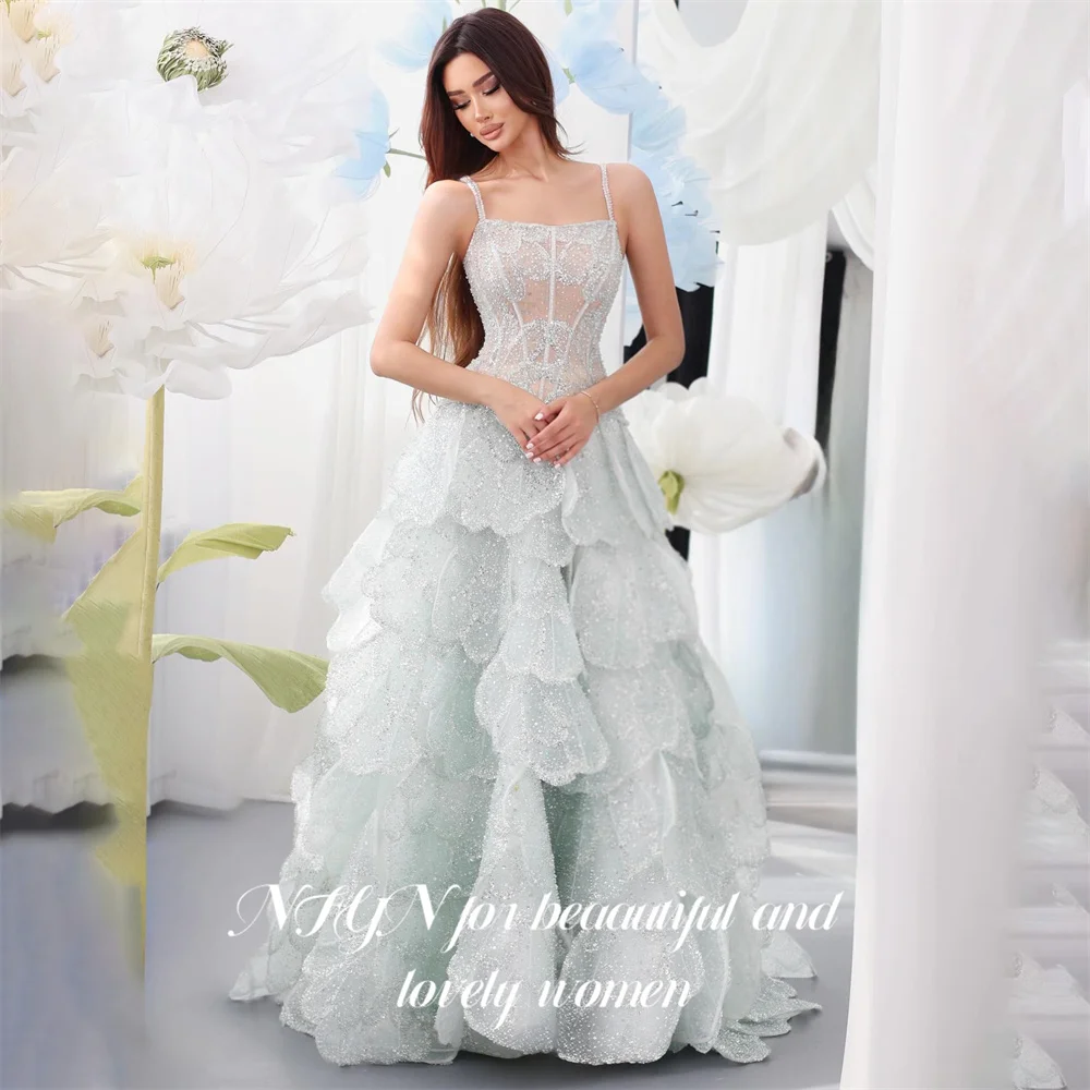 NFYN Sliver Sequin Evening Dress Spaghetti Strap Sleeveless Prom Dresses A Line Layered Party Formal Gown robe de bal Customized
NFYN Sliver Sequin Evening Dress Spaghetti Strap Sleeveless Prom Dresses A Line Layered Party Formal Gown robe de bal Customized