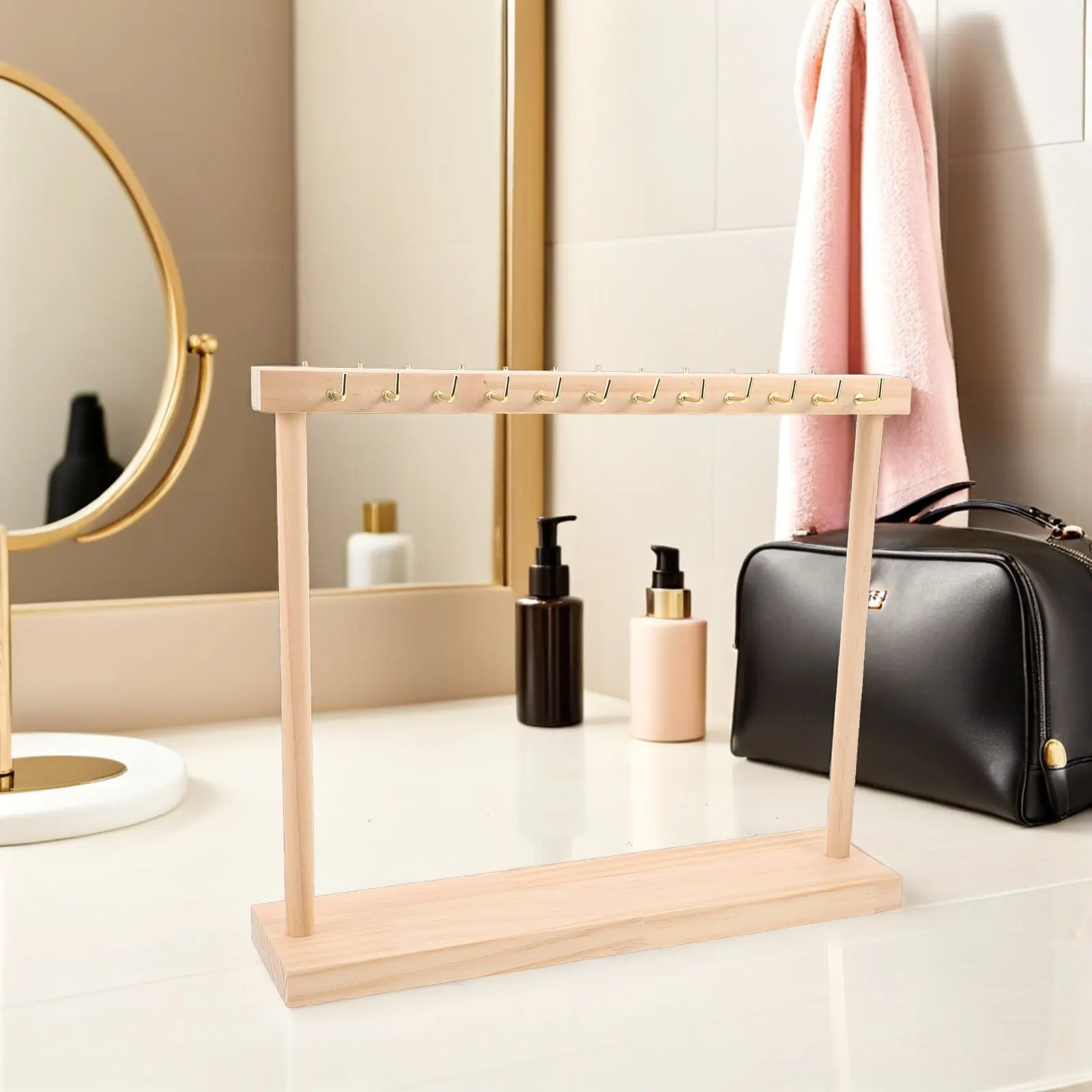 24-Hook Double-Sided Wood Necklace Display Stand Solid Wood Jewelry Organizer Stand for Necklaces Storage Bedroom Closet
24-Hook Double-Sided Wood Necklace Display Stand Solid Wood Jewelry Organizer Stand for Necklaces Storage Bedroom Closet