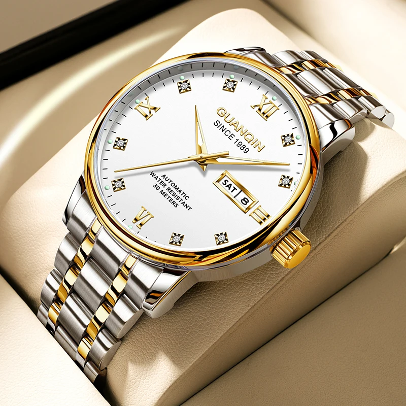 GUANQIN Mechanical Watches for Man Dual Calendar Window Display Stainless Steel Luminous 30M Waterproof Men 's Wrist Watch
GUANQIN Mechanical Watches for Man Dual Calendar Window Display Stainless Steel Luminous 30M Waterproof Men 's Wrist Watch