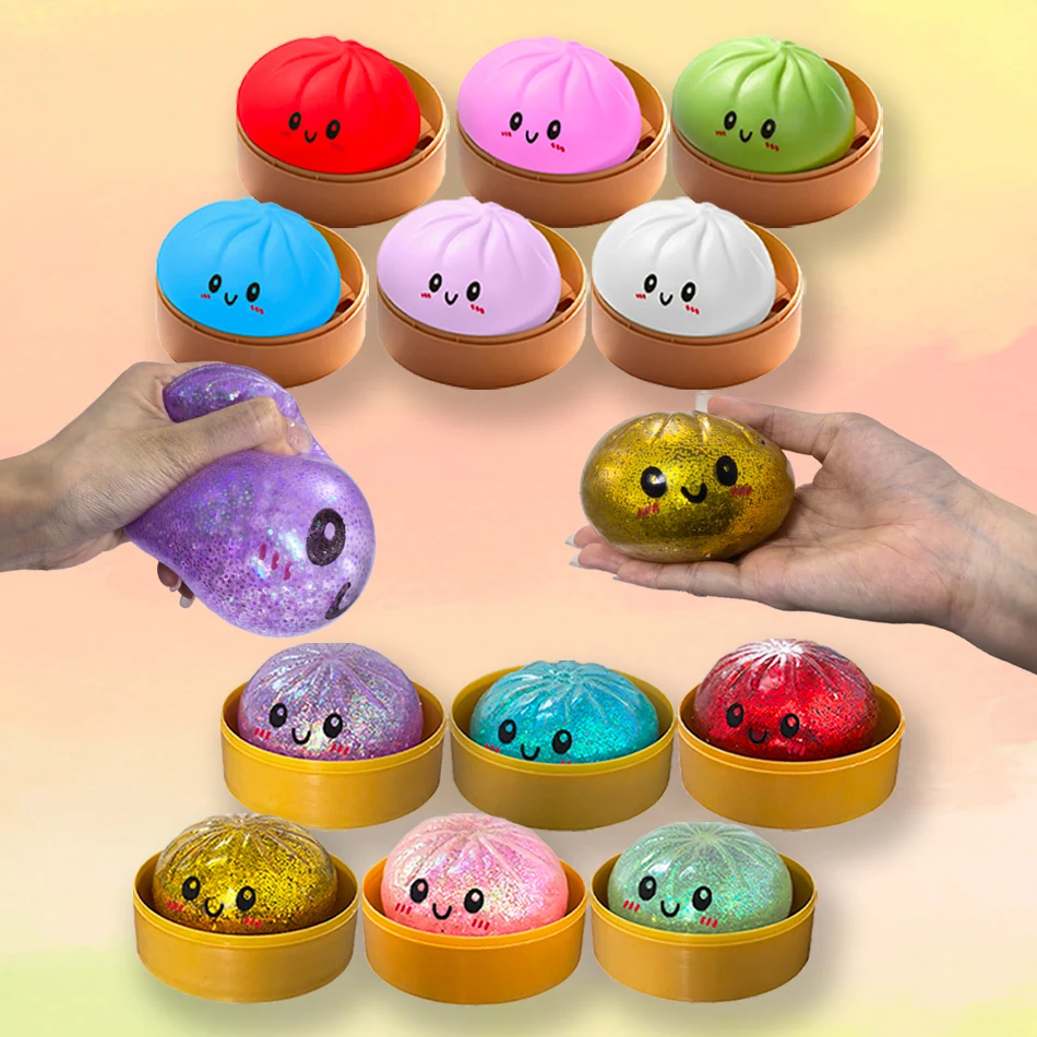 Glitter Simulation Dumpling Squishy Squeeze Ball Colorful Sensory Fidget Sensory Toy with Steamer for Stress Relief Decor Gift
Glitter Simulation Dumpling Squishy Squeeze Ball Colorful Sensory Fidget Sensory Toy with Steamer for Stress Relief Decor Gift
