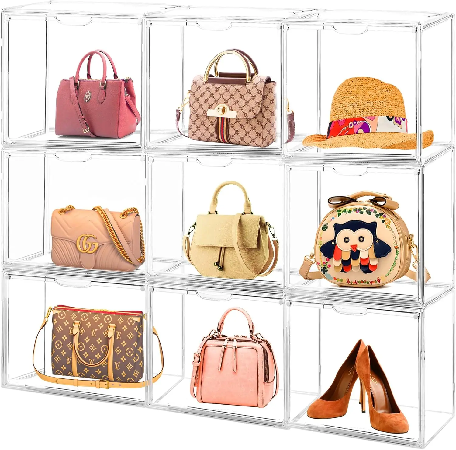 10Pack Purse Organizer for Closet Clear Acrylic Display Case Handbag Storage Organizer Box with Magnetic Door Stackable Storage
10Pack Purse Organizer for Closet Clear Acrylic Display Case Handbag Storage Organizer Box with Magnetic Door Stackable Storage