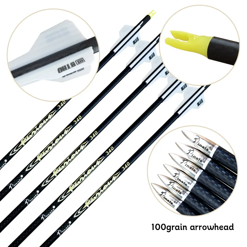 12Pcs Archery ID6.2mm Pinals 3K Pure Carbon Arrow Spine 200 250 300 340 400 Compound Bow Hunting Shooting 30 32Inch Free Cut
12Pcs Archery ID6.2mm Pinals 3K Pure Carbon Arrow Spine 200 250 300 340 400 Compound Bow Hunting Shooting 30 32Inch Free Cut