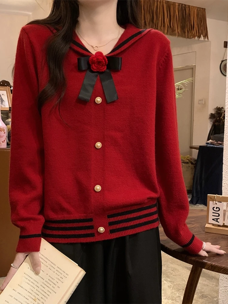 Red Long Sleeve Knitted Sweater Women's Spring Autumn Large Size Fashionable Knot Soft Comfortable Korean Style Top
Red Long Sleeve Knitted Sweater Women's Spring Autumn Large Size Fashionable Knot Soft Comfortable Korean Style Top