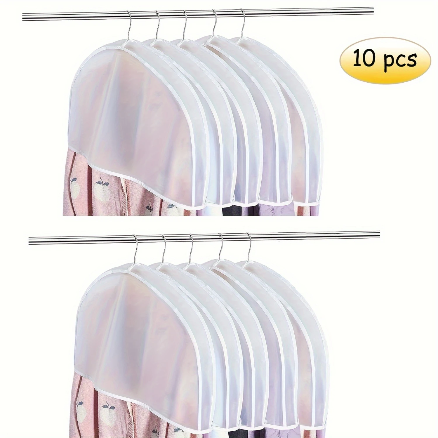 10pcs Transparent Suit Shoulder Cover Bags, Durable Hanging Clothes Bags For Shirt, Suit, Dress, Coat, Portable Garment Protect
10pcs Transparent Suit Shoulder Cover Bags, Durable Hanging Clothes Bags For Shirt, Suit, Dress, Coat, Portable Garment Protect