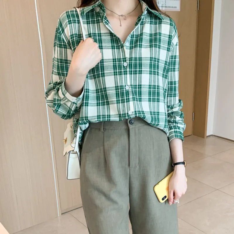 Oversize Loose Vintage Plaid Shirts For Women Straight Casual Lapel Top Long Sleeve Single Breasted Street Cardigan Blouses
Oversize Loose Vintage Plaid Shirts For Women Straight Casual Lapel Top Long Sleeve Single Breasted Street Cardigan Blouses