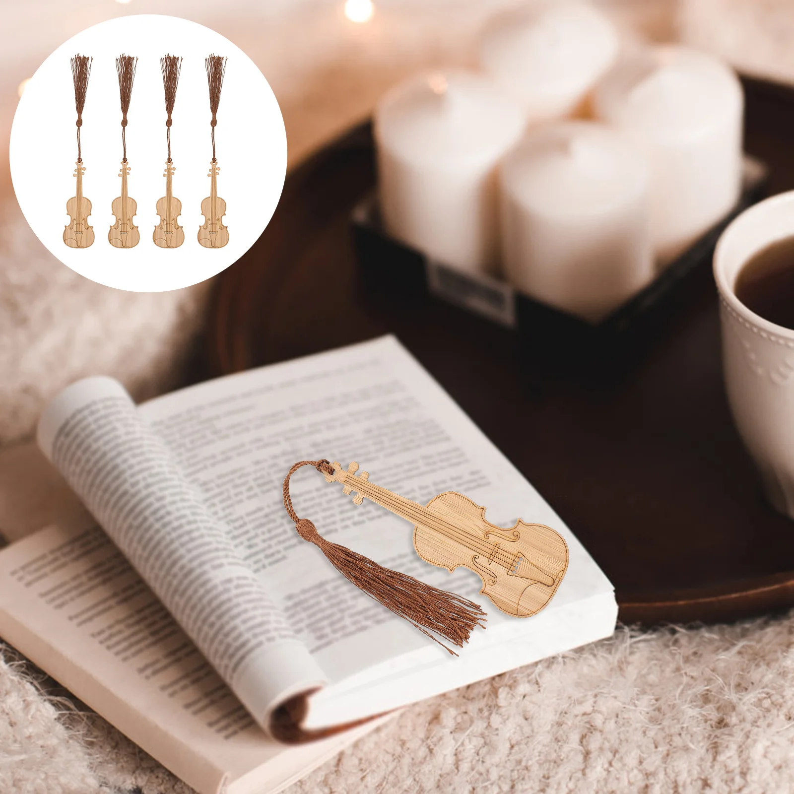 4 Pcs Instrument Bookmark Markers with Tassel Bamboo Violin Bookmarks Exquisite Mini for Women Page Miss
4 Pcs Instrument Bookmark Markers with Tassel Bamboo Violin Bookmarks Exquisite Mini for Women Page Miss