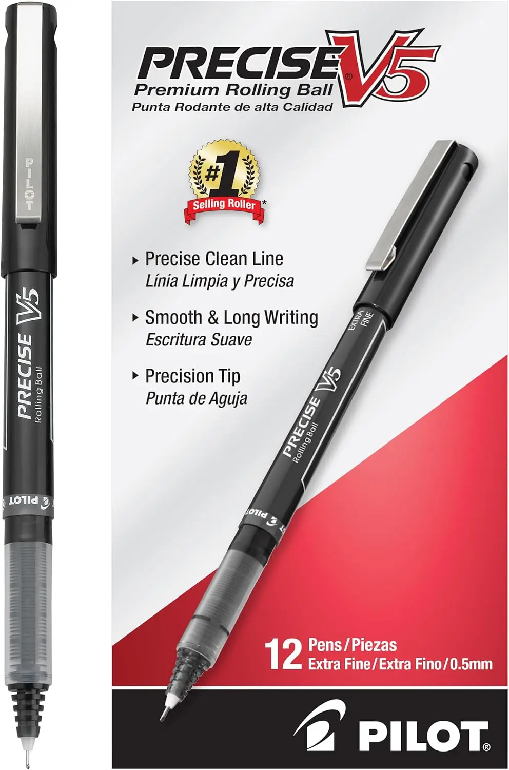 Precise V5 Stick Liquid Ink Pens, Extra Fine Point 0.5mm Black Ink, 12-Pack for Smooth Writing and Note Taking
Precise V5 Stick Liquid Ink Pens, Extra Fine Point 0.5mm Black Ink, 12-Pack for Smooth Writing and Note Taking
