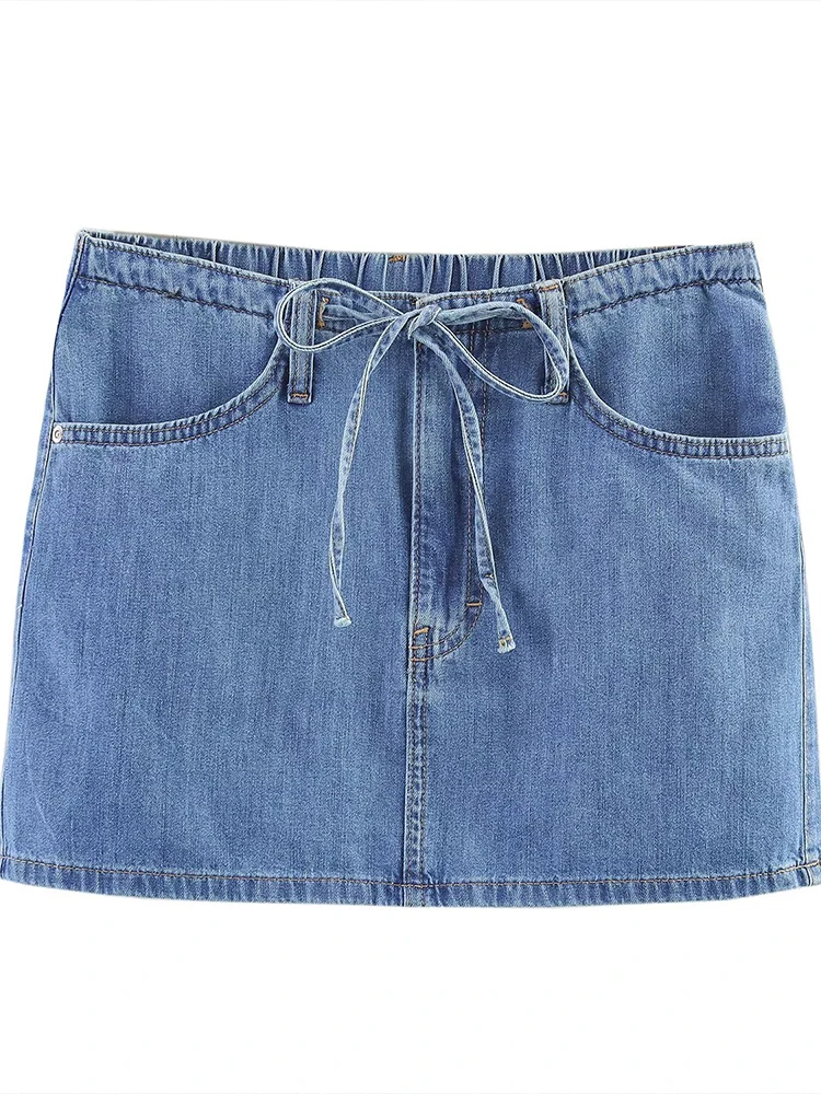 European style new women's fashion versatile temperament leisure loose lace pocket denim mini skirt
European style new women's fashion versatile temperament leisure loose lace pocket denim mini skirt