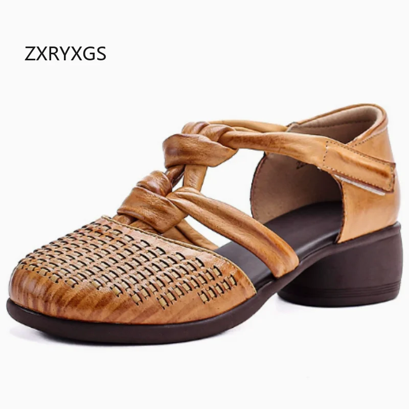 ZXRYXGS Top Layer Cowhide Retro Roman Sandals 2026 New Summer Genuine Leather Mid Heel Sandals Women's Banquet Fashion Sandals
ZXRYXGS Top Layer Cowhide Retro Roman Sandals 2026 New Summer Genuine Leather Mid Heel Sandals Women's Banquet Fashion Sandals