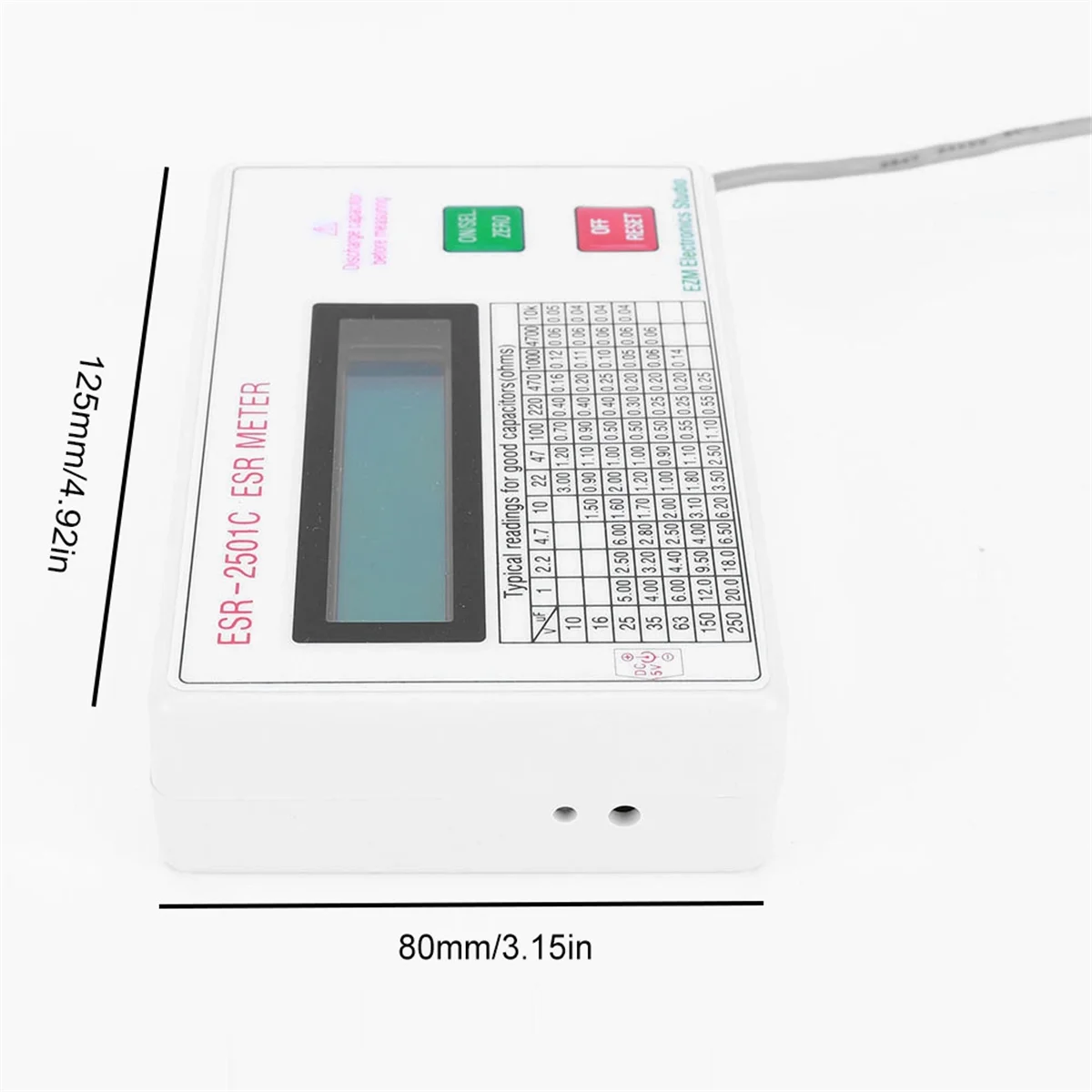 A72Z Capacitor Tester Test in Circuit Capacitance Meter with Test Leads Clip Battery LCD Display Meter Smart Shutdown
A72Z Capacitor Tester Test in Circuit Capacitance Meter with Test Leads Clip Battery LCD Display Meter Smart Shutdown