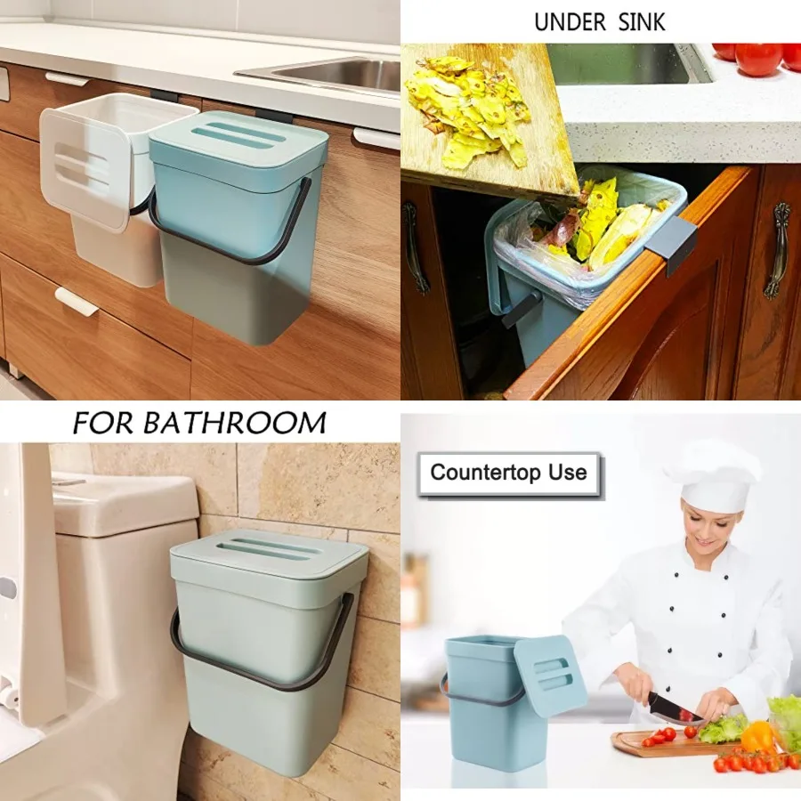 Compost Bin Indoor Kitchen Sealed, Mountable Compost Bucket, Hanging Food Waste Bin for Kitchen, 1.3 Gallon/ 5L
Compost Bin Indoor Kitchen Sealed, Mountable Compost Bucket, Hanging Food Waste Bin for Kitchen, 1.3 Gallon/ 5L