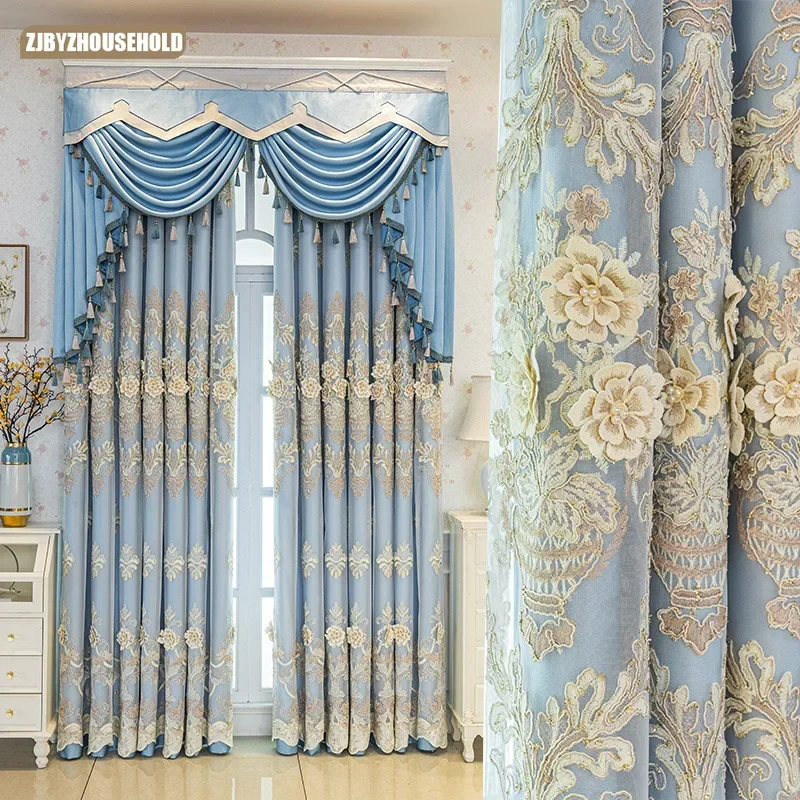 Индивидуальные шторы с тисненой вышивкой для гостиной, столовой, синяя вилла, высокоточная плотная занавеска
Индивидуальные шторы с тисненой вышивкой для гостиной, столовой, синяя вилла, высокоточная плотная занавеска