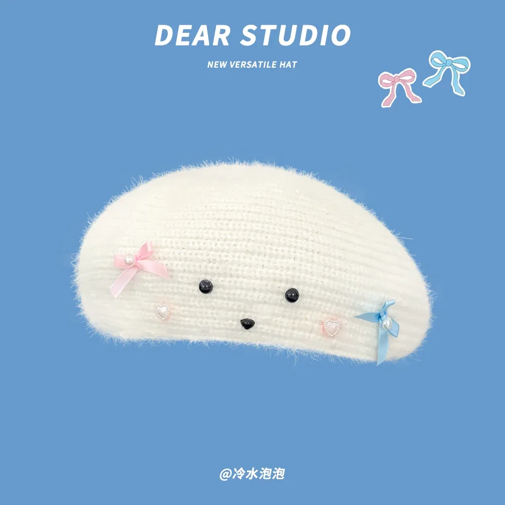 Japanese Cute Bow Design Berets Cap for Women Autumn and Winter Travel Warm Sweet Versatile Show Face Small Knitted Painter Hat
Japanese Cute Bow Design Berets Cap for Women Autumn and Winter Travel Warm Sweet Versatile Show Face Small Knitted Painter Hat