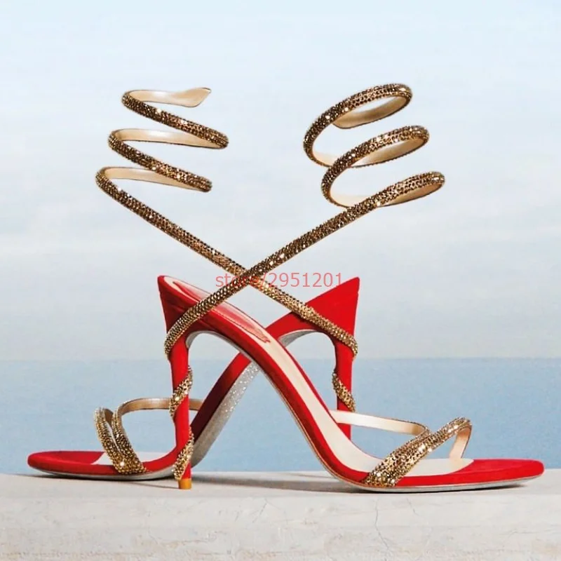 Sexy Banquet Wrap Sandals Stiletto Thin High-heel Snake Wrap Rhinestone High Heels Bling Bling Wedding Sandals
Sexy Banquet Wrap Sandals Stiletto Thin High-heel Snake Wrap Rhinestone High Heels Bling Bling Wedding Sandals