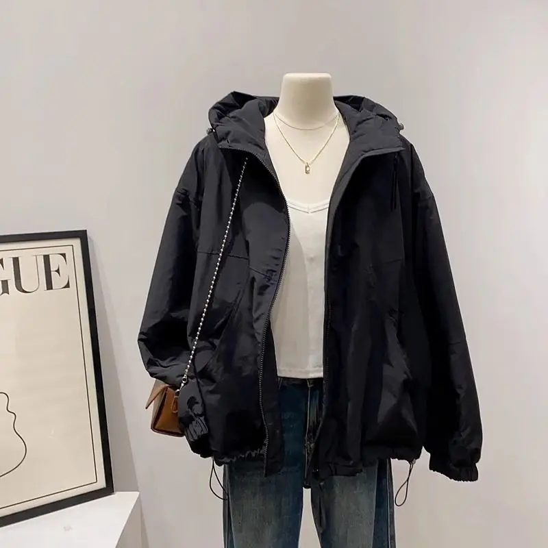 Casual Black Hooded Jacket Women's Autumn Winter Workwear Versatile Loose Fit Design Sensation Style Short Outerwear
Casual Black Hooded Jacket Women's Autumn Winter Workwear Versatile Loose Fit Design Sensation Style Short Outerwear