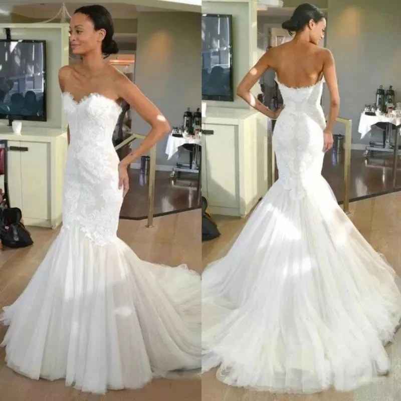 ANGELSBRIDEP Sweetheart Mermaid Wedding Dresses Vestido De Noiva Fashion Applique Court Train Vintage Bridal Gowns Custom
ANGELSBRIDEP Sweetheart Mermaid Wedding Dresses Vestido De Noiva Fashion Applique Court Train Vintage Bridal Gowns Custom
