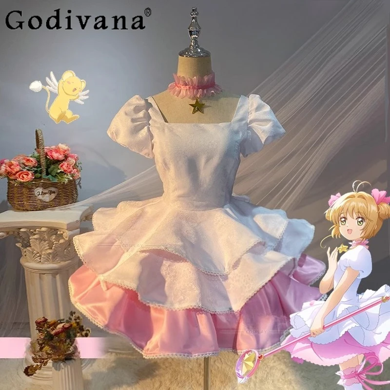Girl Summer Sweet Short Cos Dress Daily Wear Casual Pink White Cosplay Costumes Women's High Waist Princess Lolita Dress
Girl Summer Sweet Short Cos Dress Daily Wear Casual Pink White Cosplay Costumes Women's High Waist Princess Lolita Dress