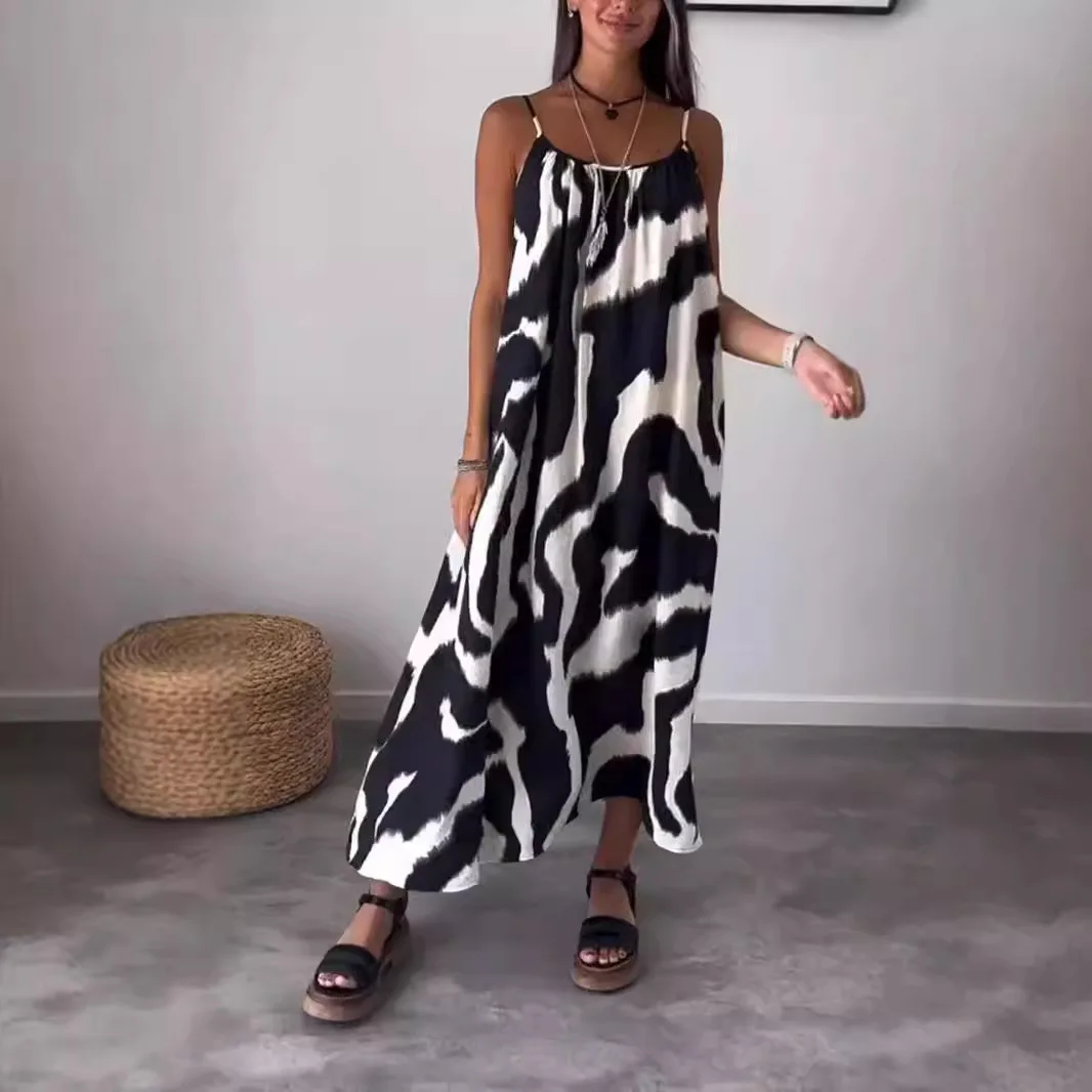 Dress Women Female Clothing Fashion Elegant Evening Party Zebra Pattern V-neck Suspender Dress Loose Casual Suspender Dress
Dress Women Female Clothing Fashion Elegant Evening Party Zebra Pattern V-neck Suspender Dress Loose Casual Suspender Dress