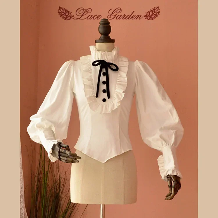 Women's Vintage Blouse Ruffled Stand Collar Long Lantern Sleeve Slim Fitting White Shirt
Women's Vintage Blouse Ruffled Stand Collar Long Lantern Sleeve Slim Fitting White Shirt