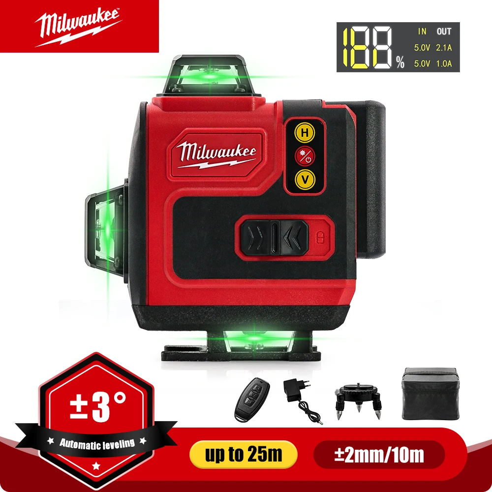 Milwaukee 16 Lines Digital Cross Laser Level 360° Self-leveling Horizontal And Vertical With Remote Control Measuring Tools
Milwaukee 16 Lines Digital Cross Laser Level 360° Self-leveling Horizontal And Vertical With Remote Control Measuring Tools