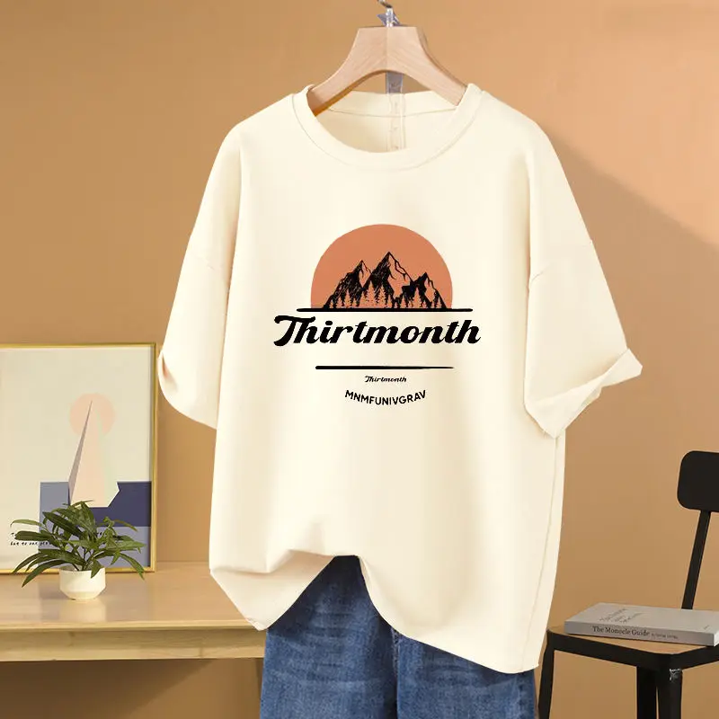Women's Letter Printed Crew Neck Tee Summer Casual Pure Cotton Loose Versatile Basics Short Sleeve T-Shirt Lady O-neck Pullover
Women's Letter Printed Crew Neck Tee Summer Casual Pure Cotton Loose Versatile Basics Short Sleeve T-Shirt Lady O-neck Pullover
