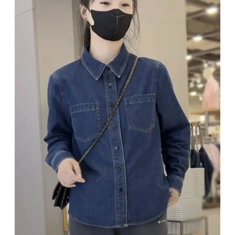 Spring Autumn Ladies Long Sleeves Cowboy Top Jacket Retro Women Fashion Denim Shirt Outwear Femme Casual Loose Jeans Blouse Coat
Spring Autumn Ladies Long Sleeves Cowboy Top Jacket Retro Women Fashion Denim Shirt Outwear Femme Casual Loose Jeans Blouse Coat