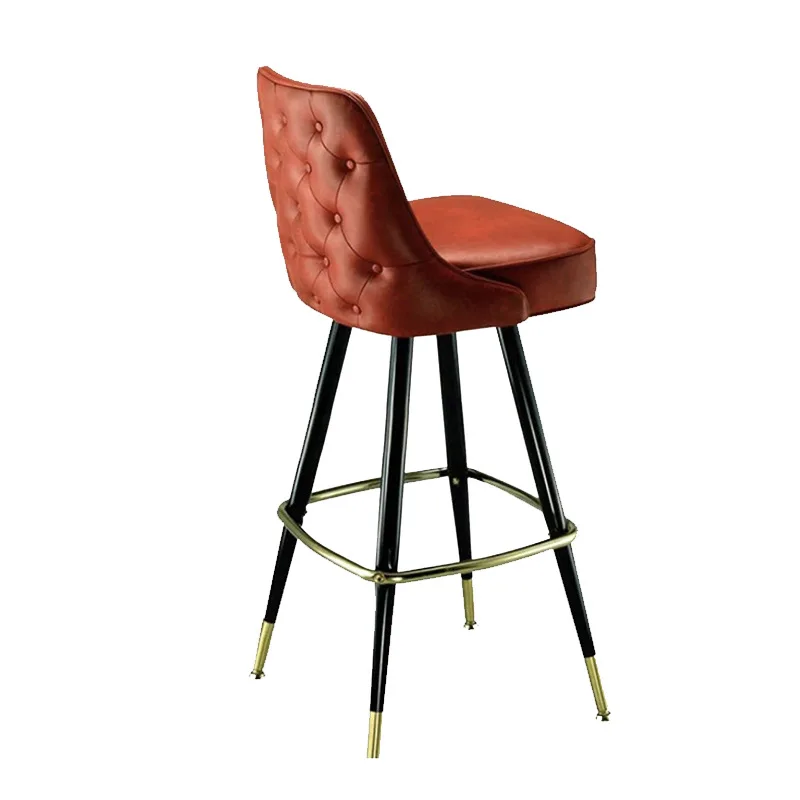 American leather buckle backrest, bar chair, front desk reception, high chair chain restaurant, coffee shop metal bar chair
American leather buckle backrest, bar chair, front desk reception, high chair chain restaurant, coffee shop metal bar chair