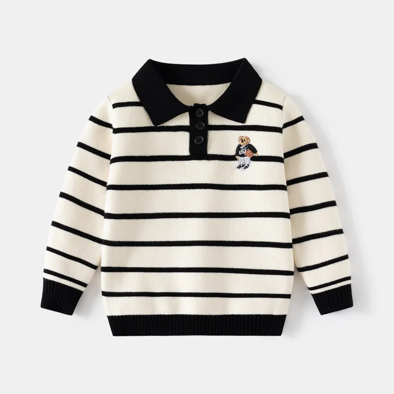 Spring Autumn Kids Boys Sweaters Striped Cartoon Embroidery Toddler Boys Polo Shirts Cotton Knitted Children Baby Boys Knitwears
Spring Autumn Kids Boys Sweaters Striped Cartoon Embroidery Toddler Boys Polo Shirts Cotton Knitted Children Baby Boys Knitwears