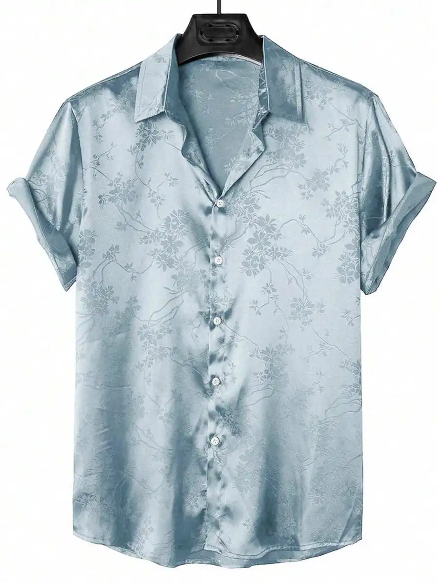 Men Floral Jacquard Satin Short Sleeve Casual Shirt For Going Out
Men Floral Jacquard Satin Short Sleeve Casual Shirt For Going Out