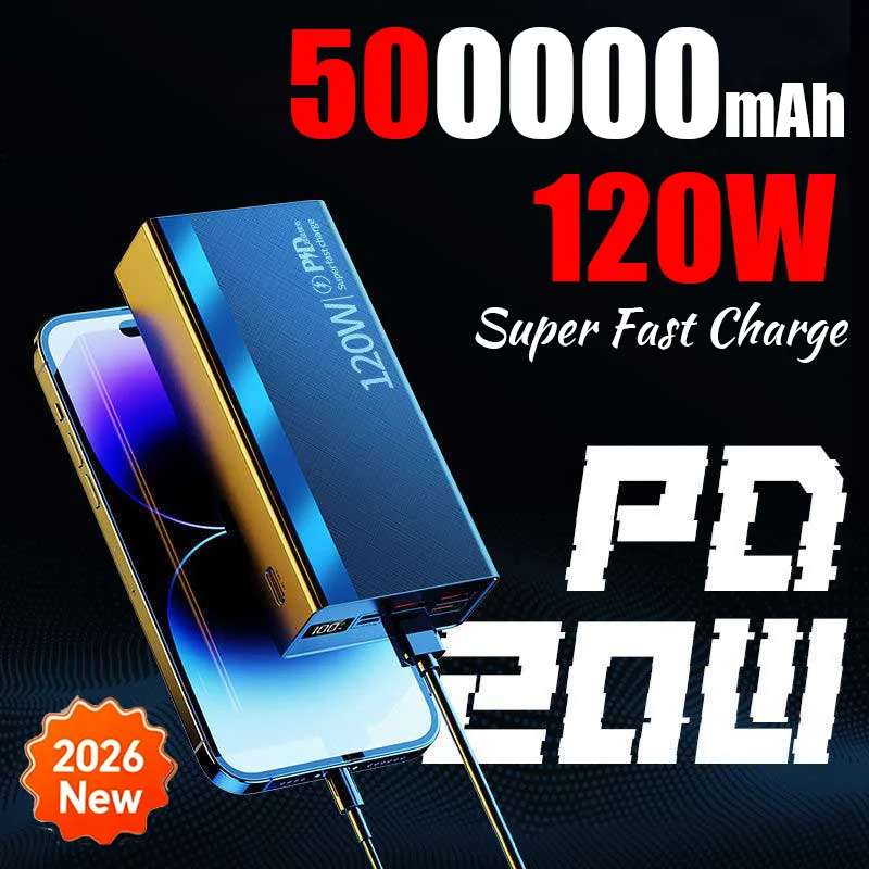 2026 Power Bank 500000 мАч Портативный внешний аккумулятор для мобильного телефона с быстрой зарядкой 120 Вт Powerbank для iPhone 17 16 15 14 ноутбуков Mac
2026 Power Bank 500000 мАч Портативный внешний аккумулятор для мобильного телефона с быстрой зарядкой 120 Вт Powerbank для iPhone 17 16 15 14 ноутбуков Mac