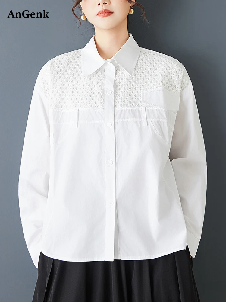 Mesh Patchwork White Vintage Oversized Shirt Women New Long Sleeve Loose Casual Blouse Top Fashion Clothing Spring Autumn 2026
Mesh Patchwork White Vintage Oversized Shirt Women New Long Sleeve Loose Casual Blouse Top Fashion Clothing Spring Autumn 2026