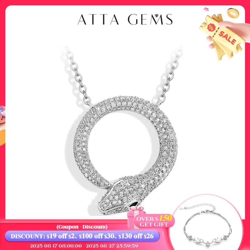 ATTAGEMS Moissanite Necklace Original Snake Pendant 925 Sterling Silver 18KGold Plated for Women Man Birthday Gift Party Jewelry
ATTAGEMS Moissanite Necklace Original Snake Pendant 925 Sterling Silver 18KGold Plated for Women Man Birthday Gift Party Jewelry
