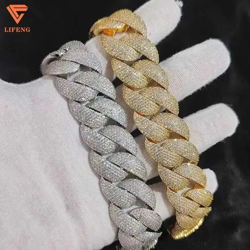 Hip Hop Custom Bracelet White And Gold Color 925 Sterling Silver Iced Out VVS Moissanite Cuban Bracelet
Hip Hop Custom Bracelet White And Gold Color 925 Sterling Silver Iced Out VVS Moissanite Cuban Bracelet