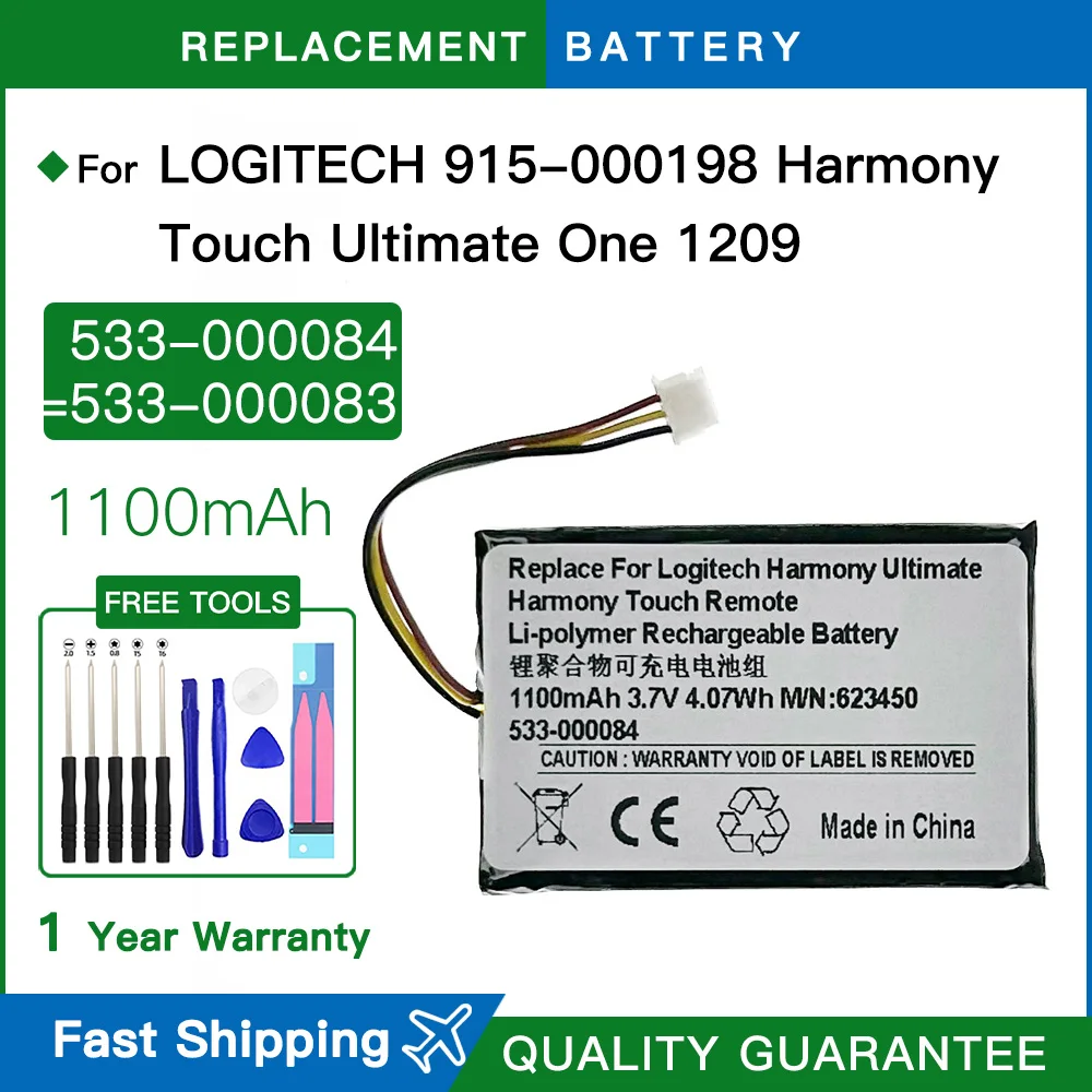 Brand new Replacement Battery 533-000083 1100mAh Battery For LOGITECH 915-000198 Harmony Ultimate One 1209 + tools
Brand new Replacement Battery 533-000083 1100mAh Battery For LOGITECH 915-000198 Harmony Ultimate One 1209 + tools