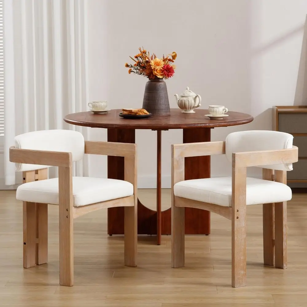 Upholstered Wooden Barrel Side Chairs Set of 2, Linen Accent Chairs for Kitchen, Dining, Living Room, Bedroom, Restaurant, White
Upholstered Wooden Barrel Side Chairs Set of 2, Linen Accent Chairs for Kitchen, Dining, Living Room, Bedroom, Restaurant, White