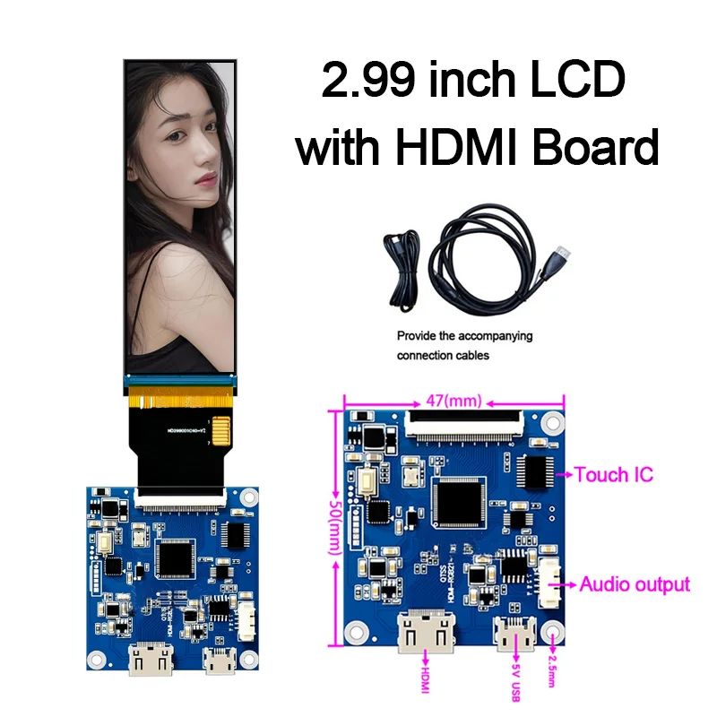 2,99-дюймовый TFT LCD сенсорный экран с длинными полосками, 40-контактный RGB-интерфейс, IPS-дисплей 268x800, плата драйвера HDMI
2,99-дюймовый TFT LCD сенсорный экран с длинными полосками, 40-контактный RGB-интерфейс, IPS-дисплей 268x800, плата драйвера HDMI