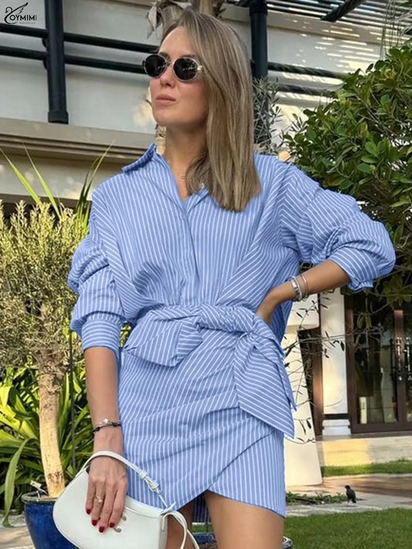 Oymimi Fashion Blue Cotton Dresses 2025 Woman Elegant Lapel Long Sleeve Button Lace-Up Dresses Casual Slim Mini Dress Streetwear
Oymimi Fashion Blue Cotton Dresses 2025 Woman Elegant Lapel Long Sleeve Button Lace-Up Dresses Casual Slim Mini Dress Streetwear