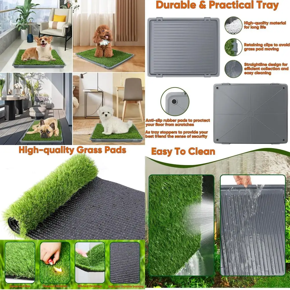 Dog Grass Pad with Tray, 22''X18'' Artificial Turf Grass Potty, 3-Pack Reusable Puppy Pee Pads for Dogs, Portable Dog Litter Box
Dog Grass Pad with Tray, 22''X18'' Artificial Turf Grass Potty, 3-Pack Reusable Puppy Pee Pads for Dogs, Portable Dog Litter Box