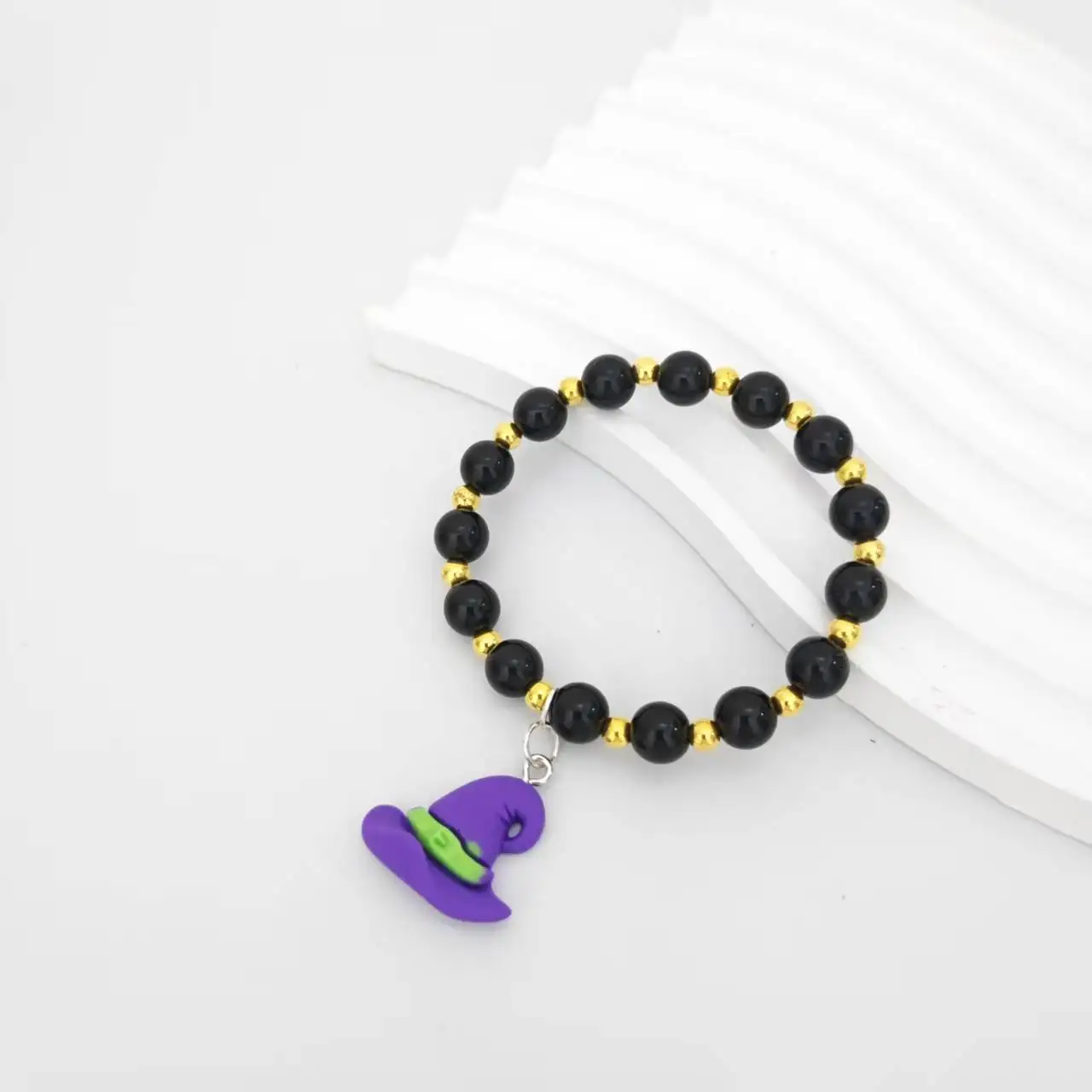 1PC Custom Purple Witch Hat Bracelet Personalized Black Gold Beads Elastic Bracelet For Kids And Women Halloween Gift
1PC Custom Purple Witch Hat Bracelet Personalized Black Gold Beads Elastic Bracelet For Kids And Women Halloween Gift