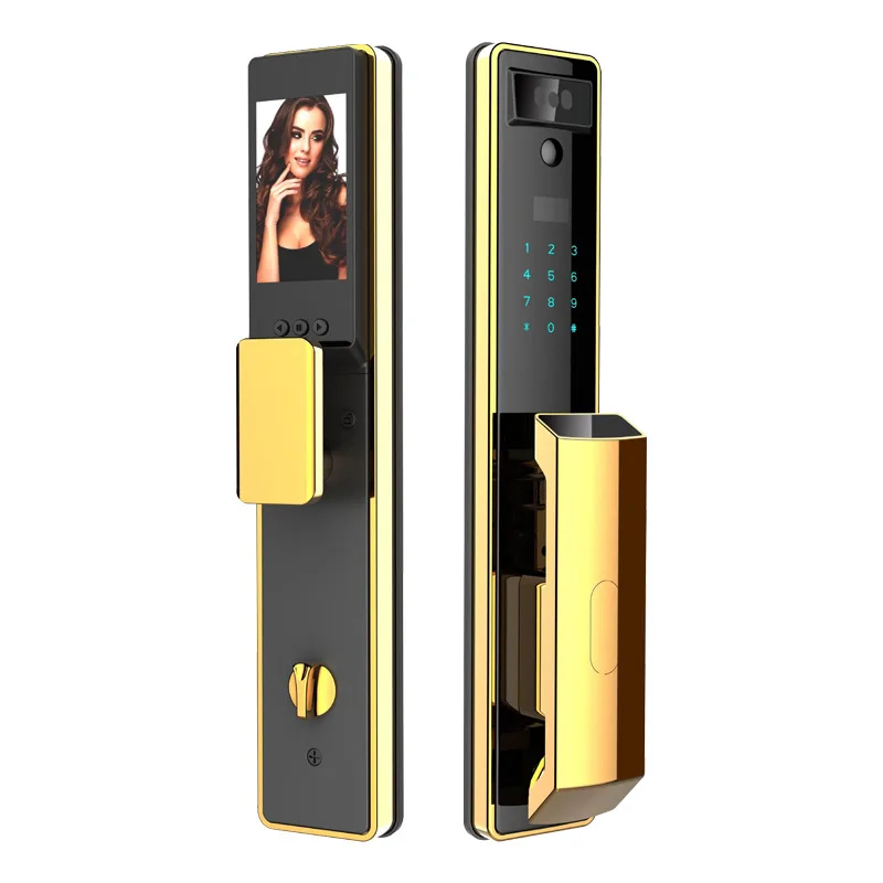 24K electroplated gold luxury villa fingerprint lock 3D face lock home smart lock
24K electroplated gold luxury villa fingerprint lock 3D face lock home smart lock