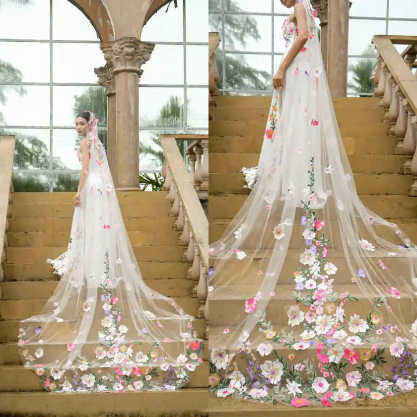 Elegant Cathedral Length 3 Meters Blossom Bridal Veils Customized One Layer Long Mesh Colorful Wedding Veil Customized
Elegant Cathedral Length 3 Meters Blossom Bridal Veils Customized One Layer Long Mesh Colorful Wedding Veil Customized