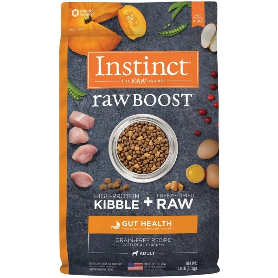 Raw Boost Gut Health Natural Dry Dog Food with Freeze Dried Pieces Grain Free Recipe - Real Chicken 18 lb. Bag
Raw Boost Gut Health Natural Dry Dog Food with Freeze Dried Pieces Grain Free Recipe - Real Chicken 18 lb. Bag